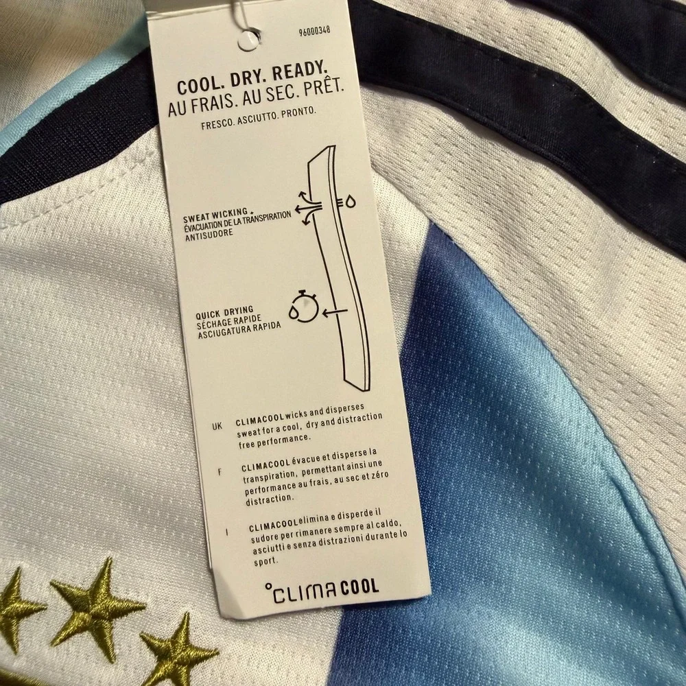 Adidas Argentina Messi 10 World Cup 2022 Champions Jersey Blue White XL New